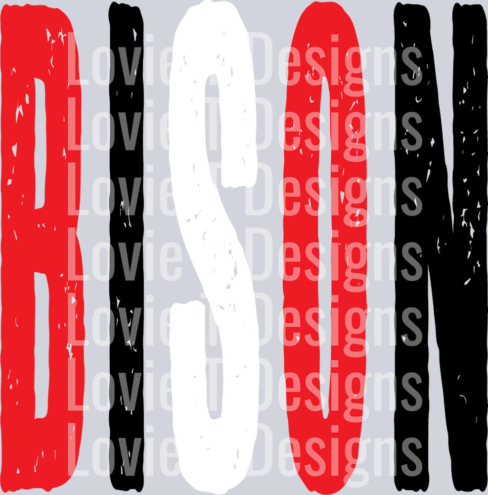 BISON OVERSIZED GRUNGE RED BLACK AND WHITE