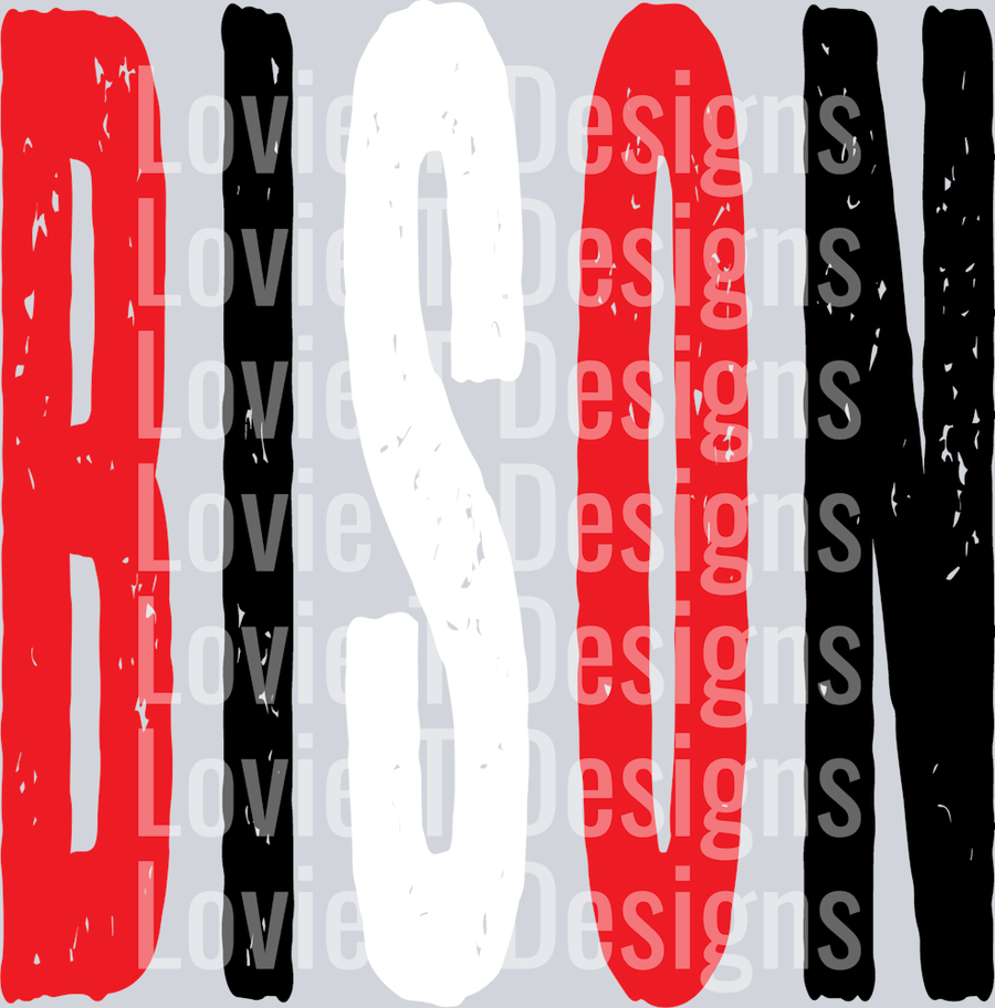 BISON OVERSIZED GRUNGE RED BLACK AND WHITE