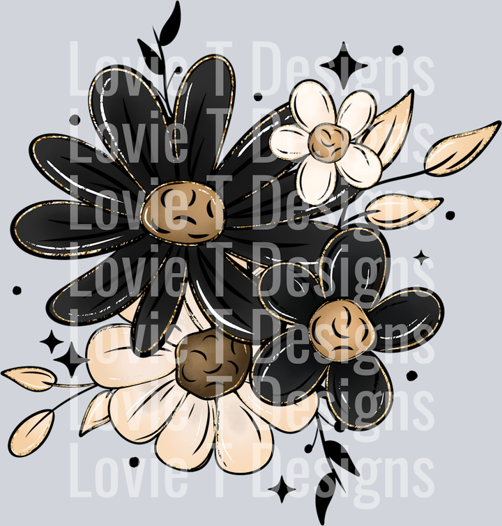 Black and tan florals