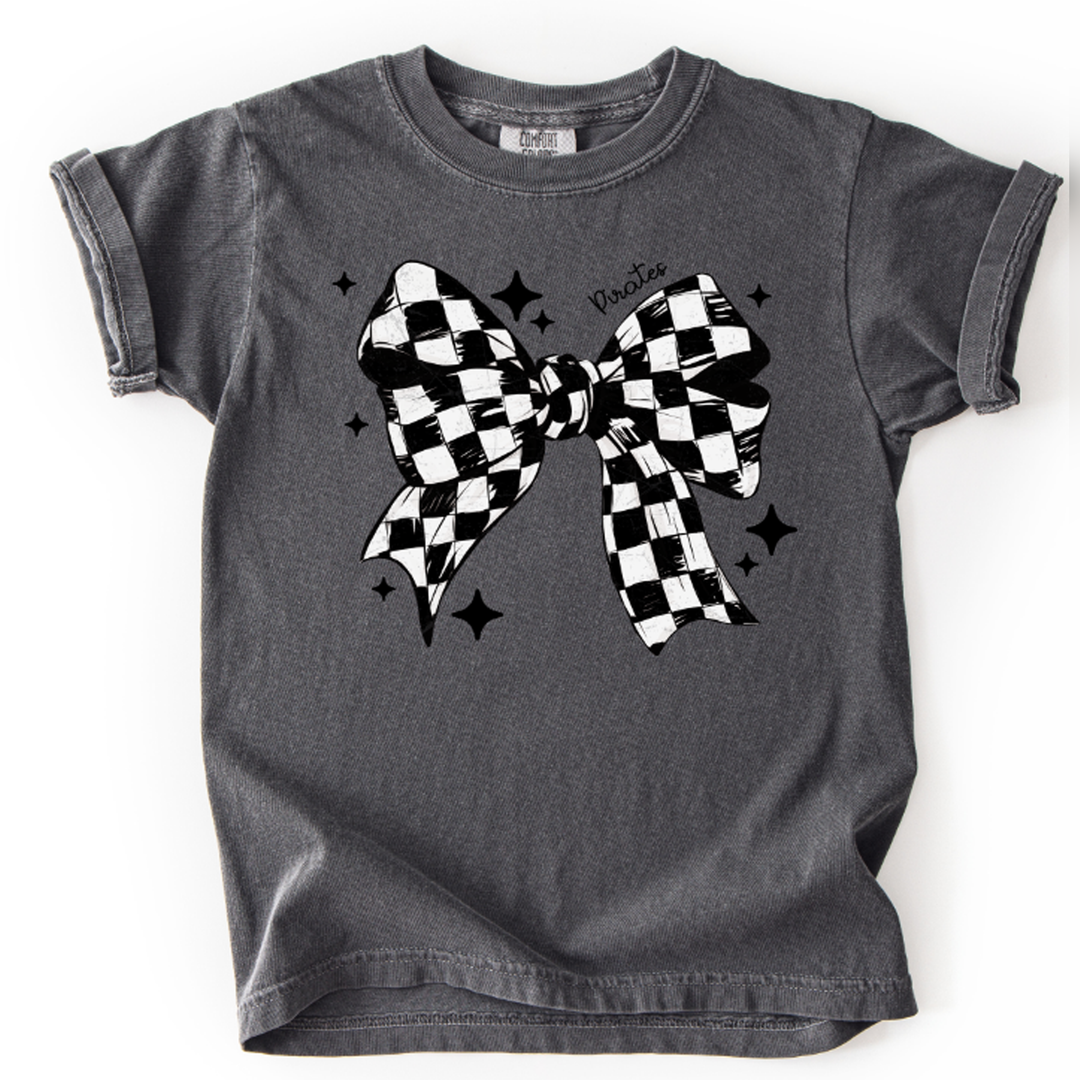Black and White Checker Bow with Stars Pirates – DTF Transfer