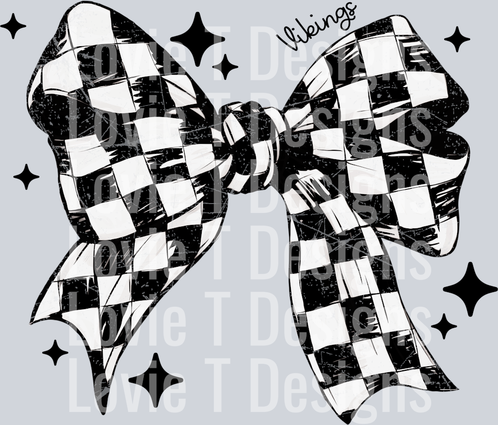 BLACK AND WHITE CHECKER BOW WITH STARS VIKINGS