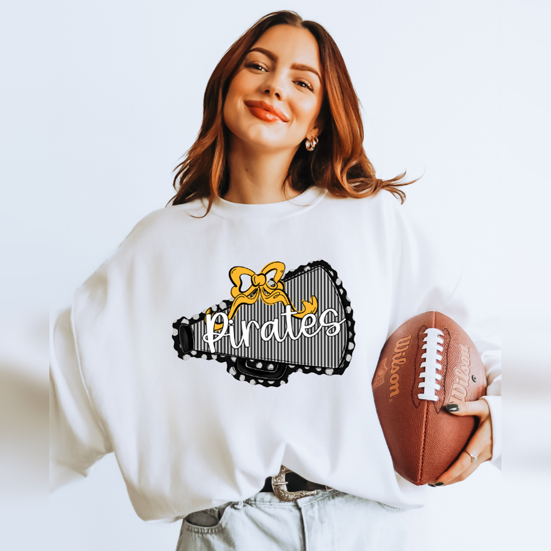 Black Megaphones and Yellow Bows Pirates – DTF Transfer