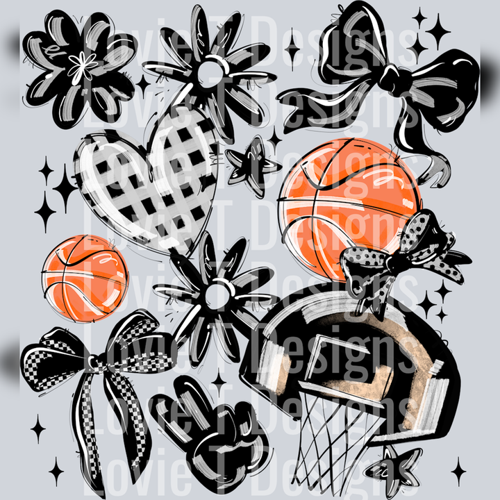 Black Play Ball Basketball Collage – DTF Transfer – product image