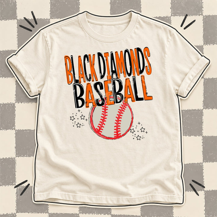 Black Diamonds Orange Black Team Go Baseball Mascots DTF transfer mockup