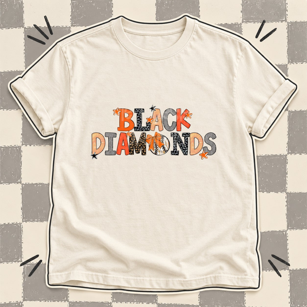 Mixed Doodle Baseball Mascots – Mascot Colors Black Diamonds Orange Black design