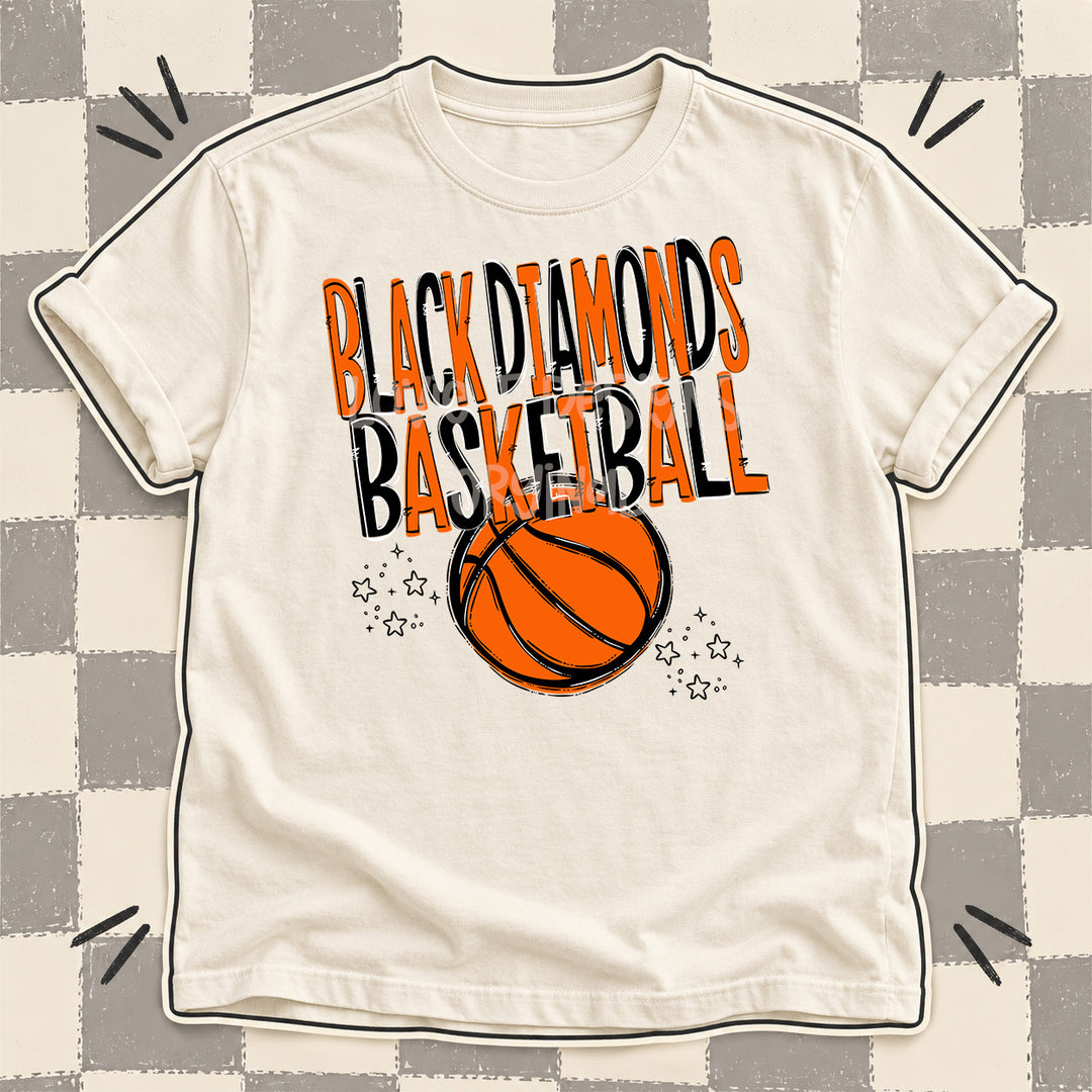Black Diamonds Orange Black Team Go Basketball Mascots DTF transfer