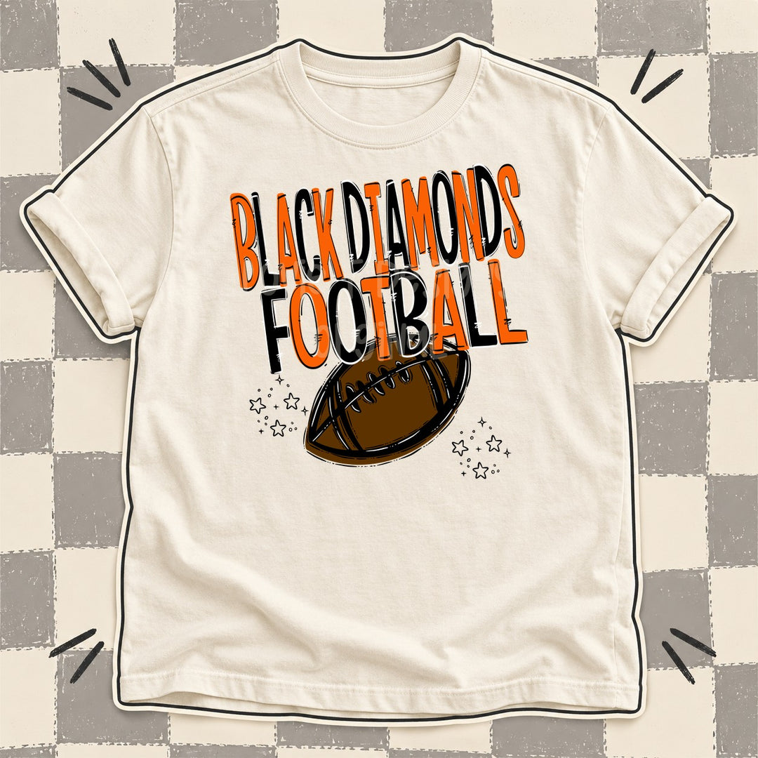Black Diamonds Orange Black Team Go Football Mascots DTF transfer mockup