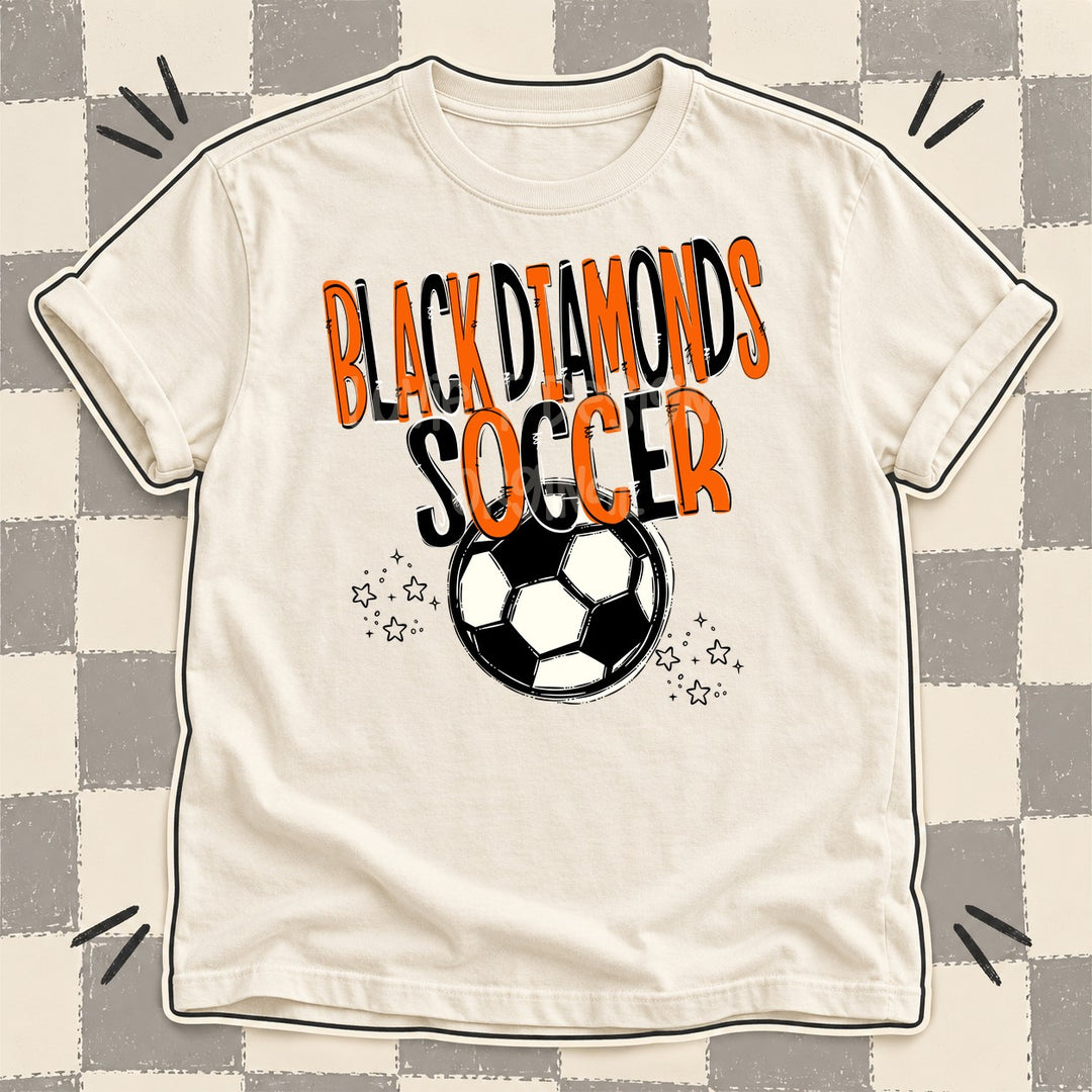 Black Diamonds Orange Black Team Go Soccer Mascots DTF transfer mockup