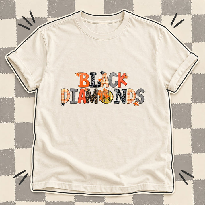 Black Diamonds Orange Black Mixed Doodle Softball Mascots – Mascot Colors DTF transfer mockup