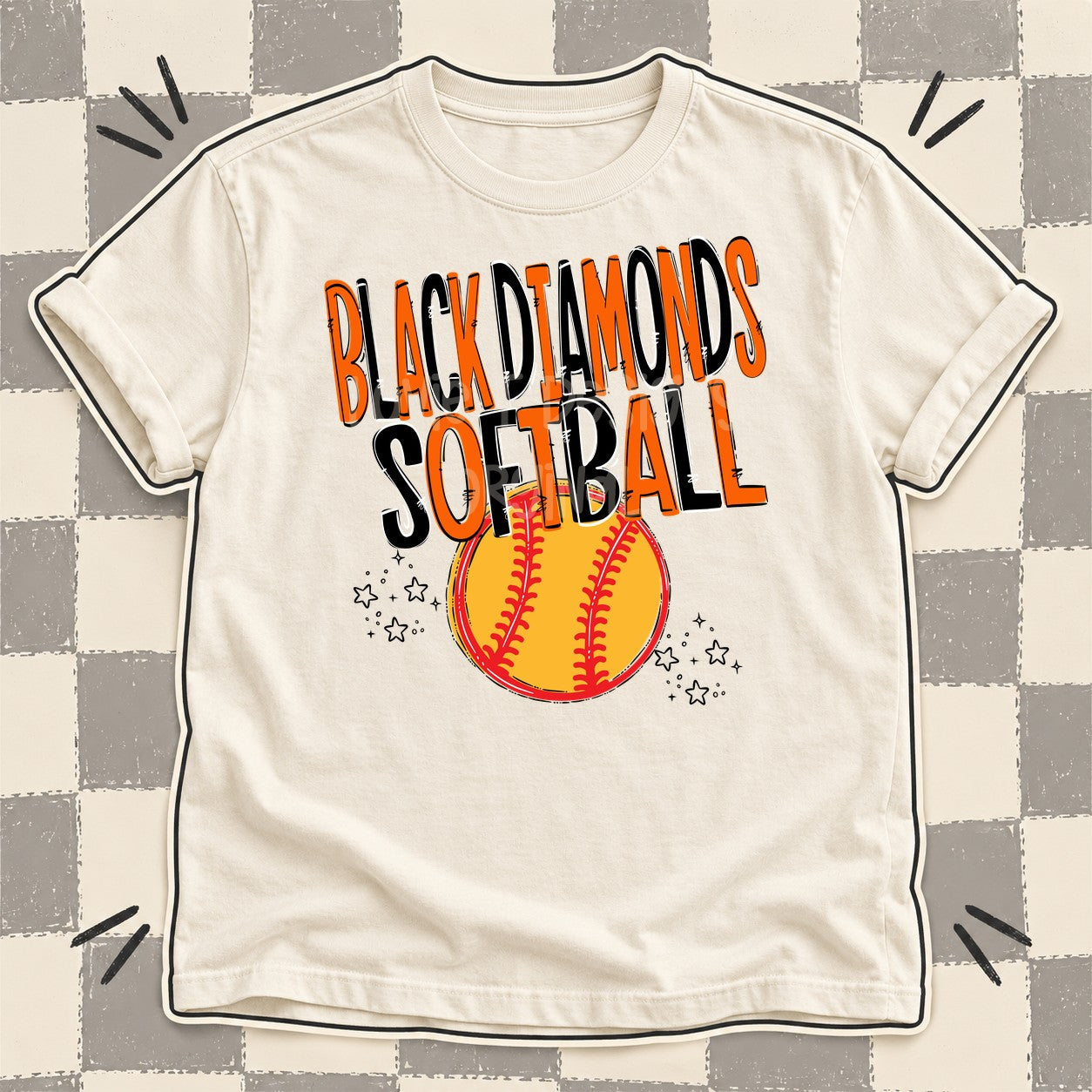 Team Go Softball Mascots Black Diamonds Orange Black design