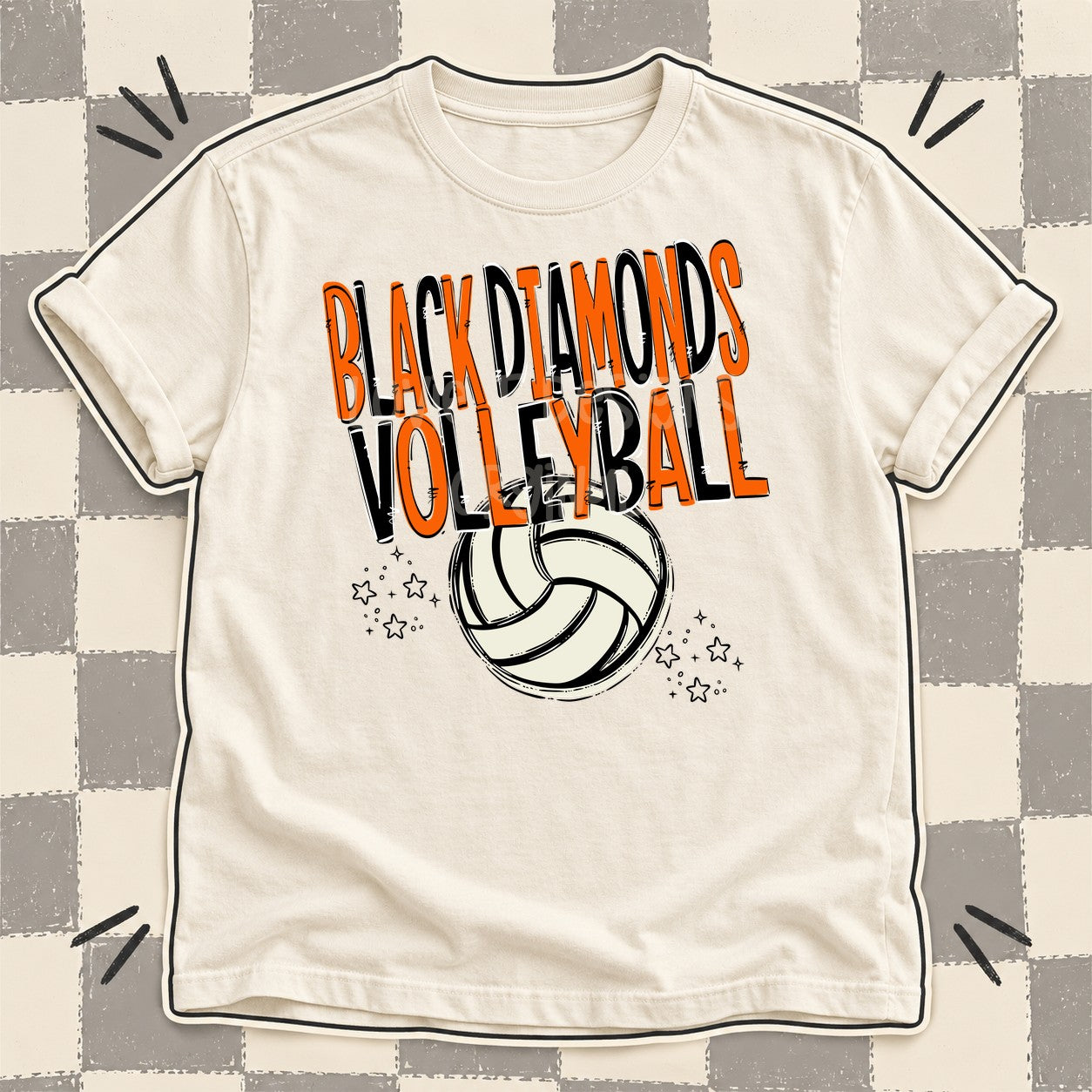 Team Go Volleyball Mascots Black Diamonds Orange Black design
