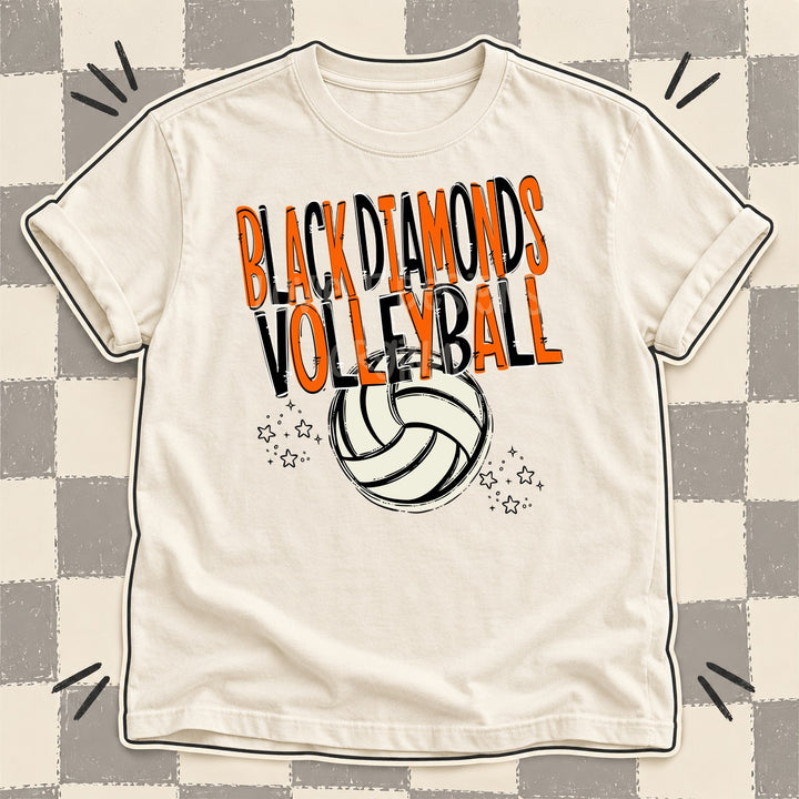 Black Diamonds Orange Black Team Go Volleyball Mascots DTF transfer mockup