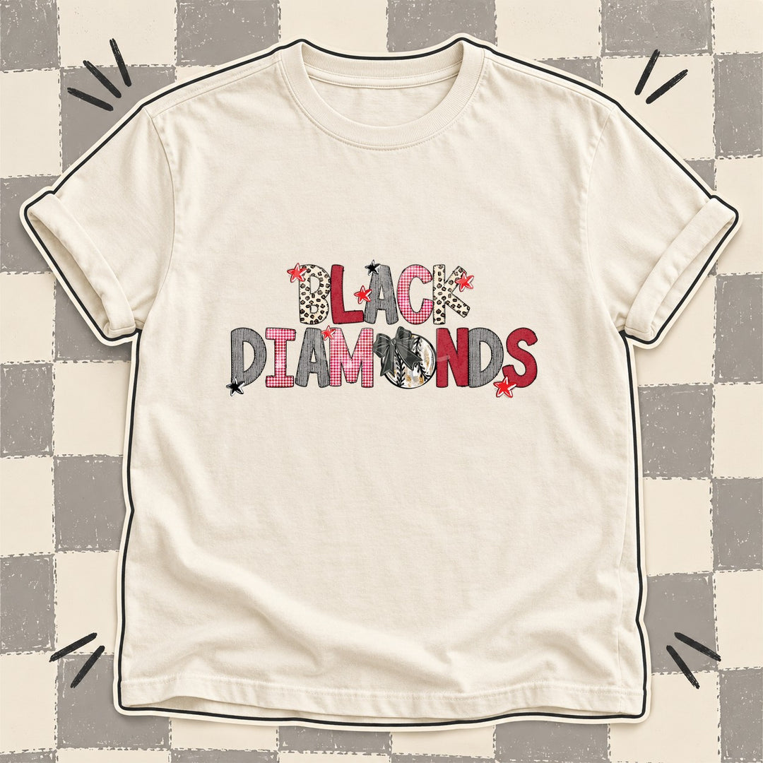 Black Diamonds Mixed Doodle Baseball Mascots – Stitched Ballpark DTF transfer mockup