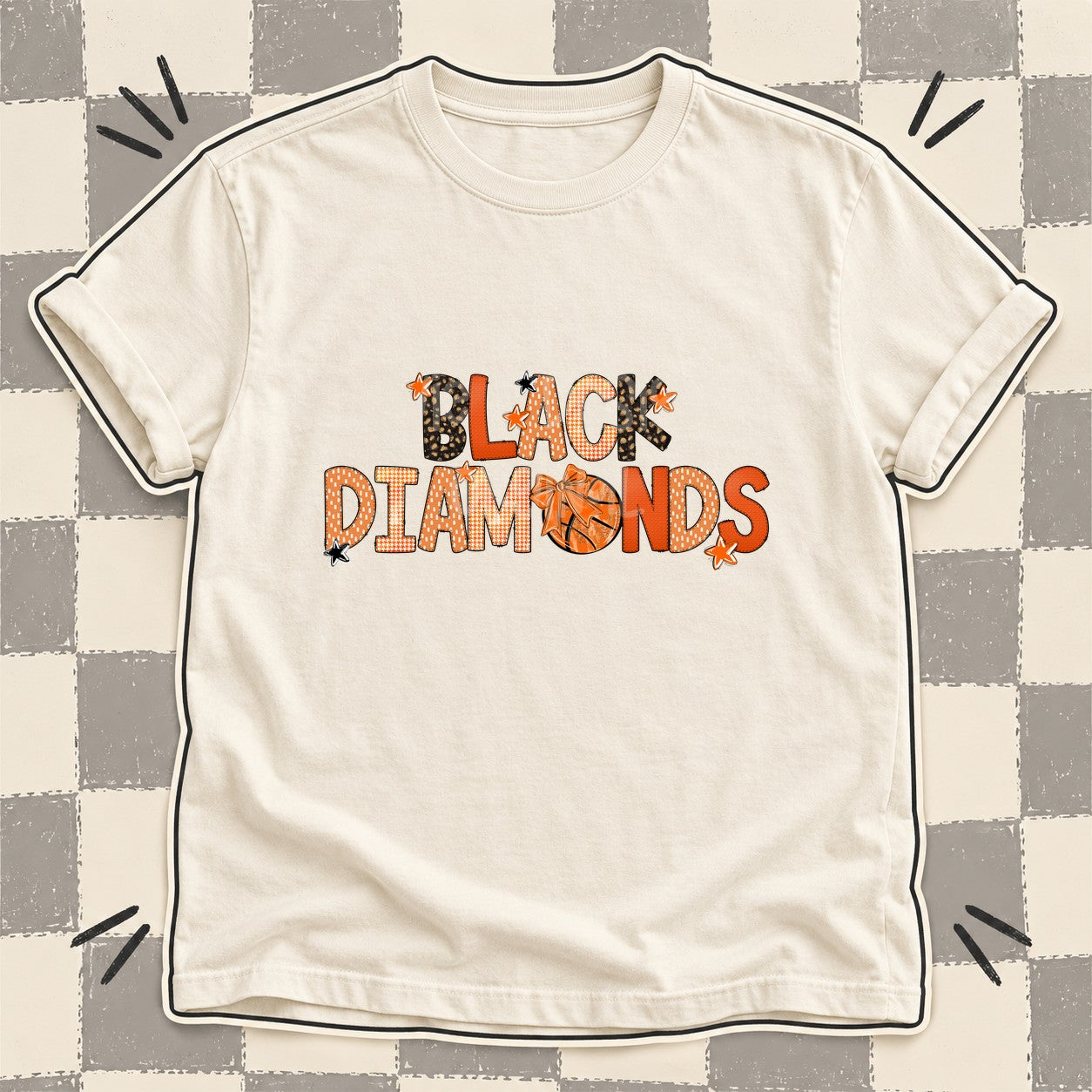 Mixed Doodle Basketball Mascots – Leopard Court Black Diamonds design