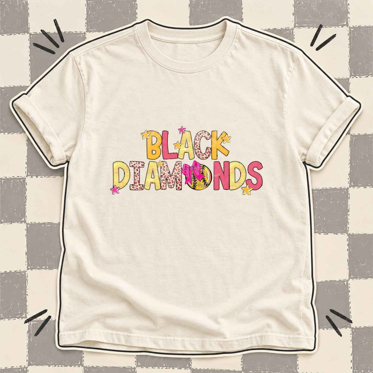 Mixed Doodle Softball Mascots – Stitched Softball Black Diamonds design