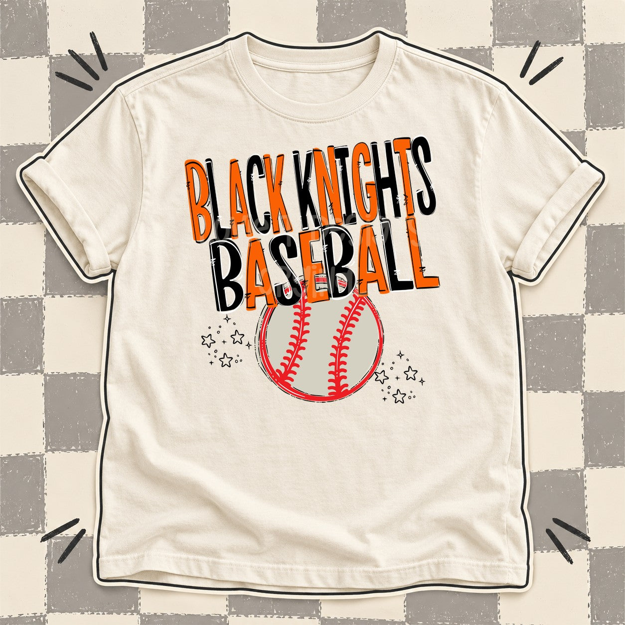 Team Go Baseball Mascots Black Knights Orange Black design