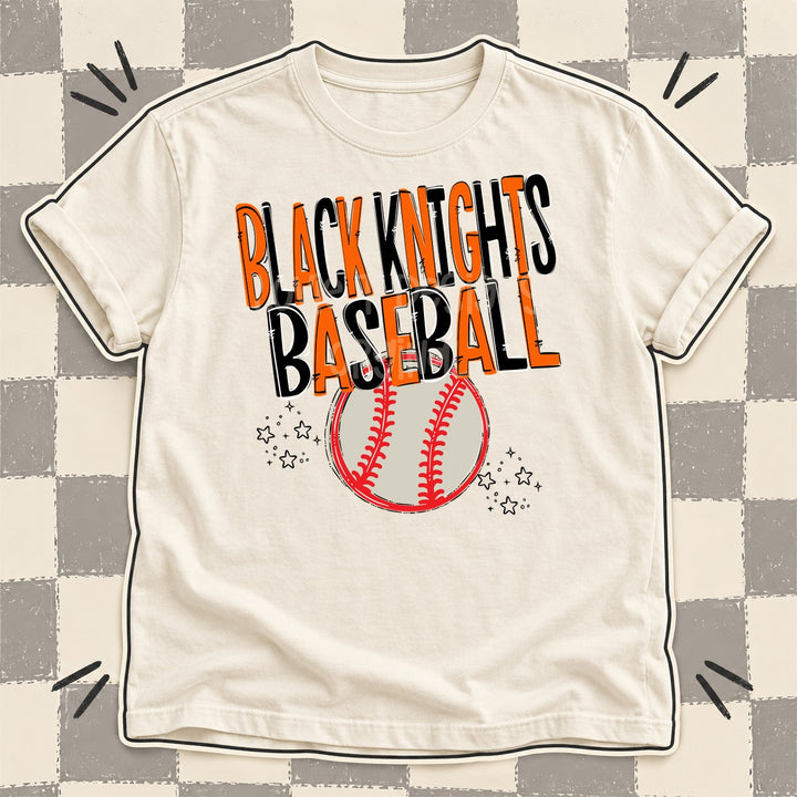 Black Knights Orange Black Team Go Baseball Mascots DTF transfer mockup