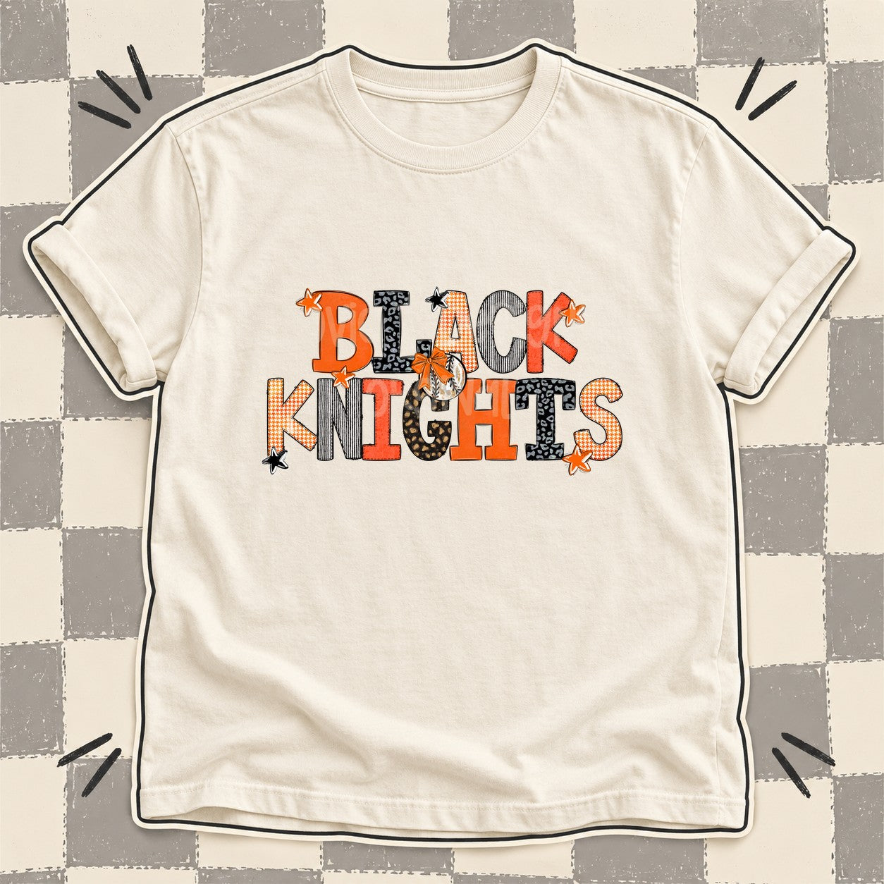 Mixed Doodle Baseball Mascots – Mascot Colors Black Knights Orange Black design