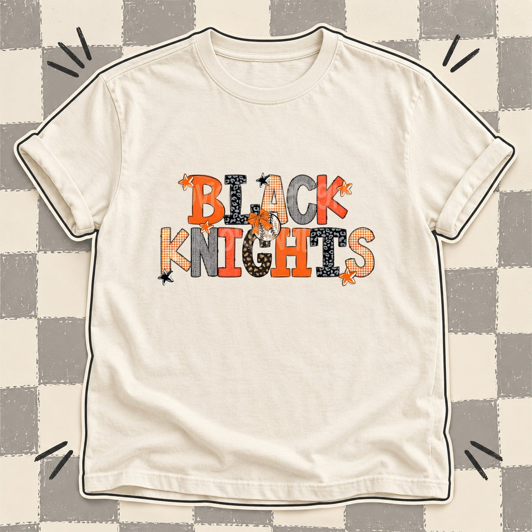 Black Knights Orange Black Mixed Doodle Baseball Mascots – Mascot Colors DTF transfer mockup