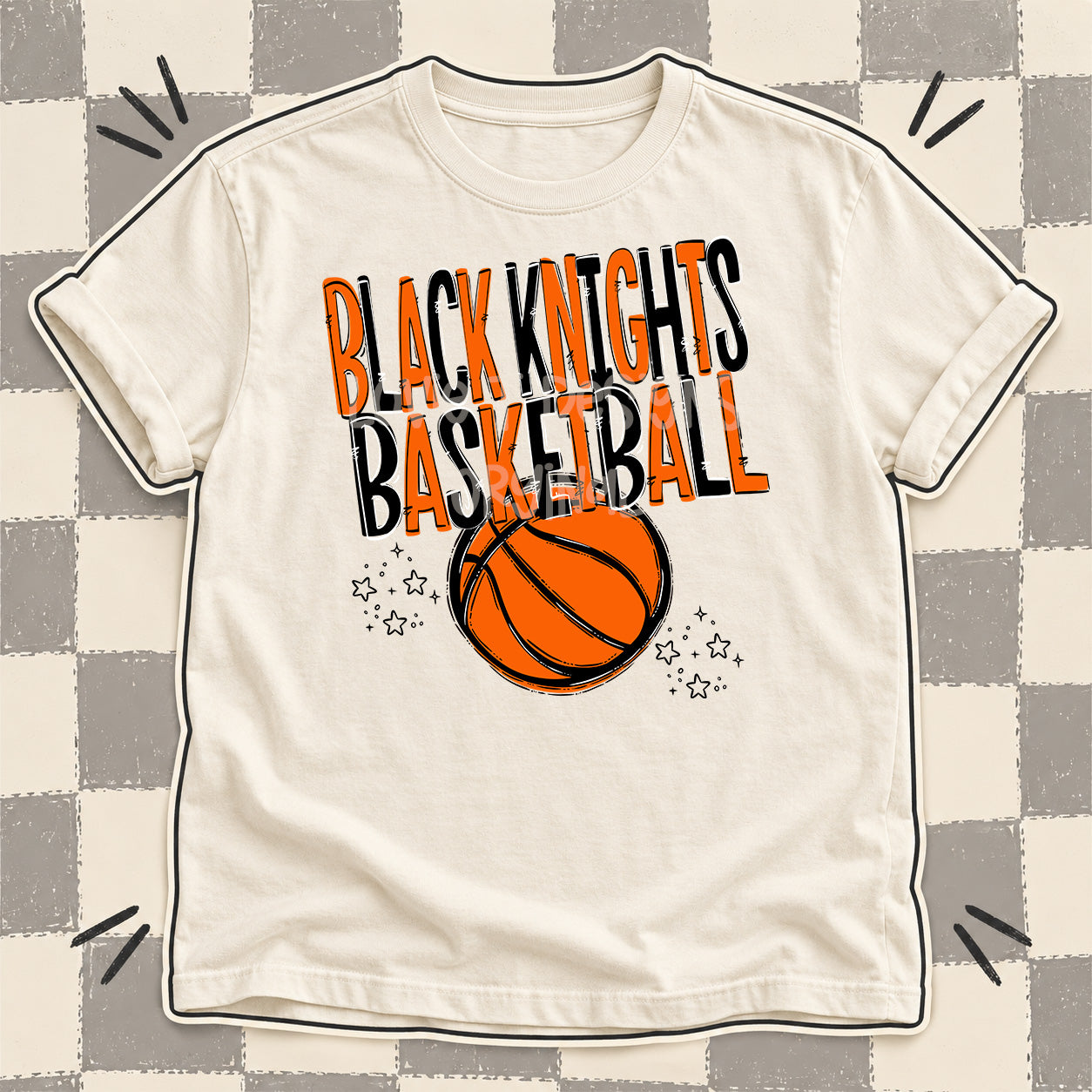 Team Go Basketball Mascots Black Knights Orange Black design