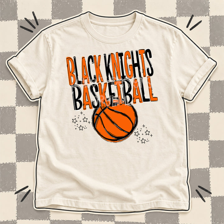 Black Knights Orange Black Team Go Basketball Mascots DTF transfer