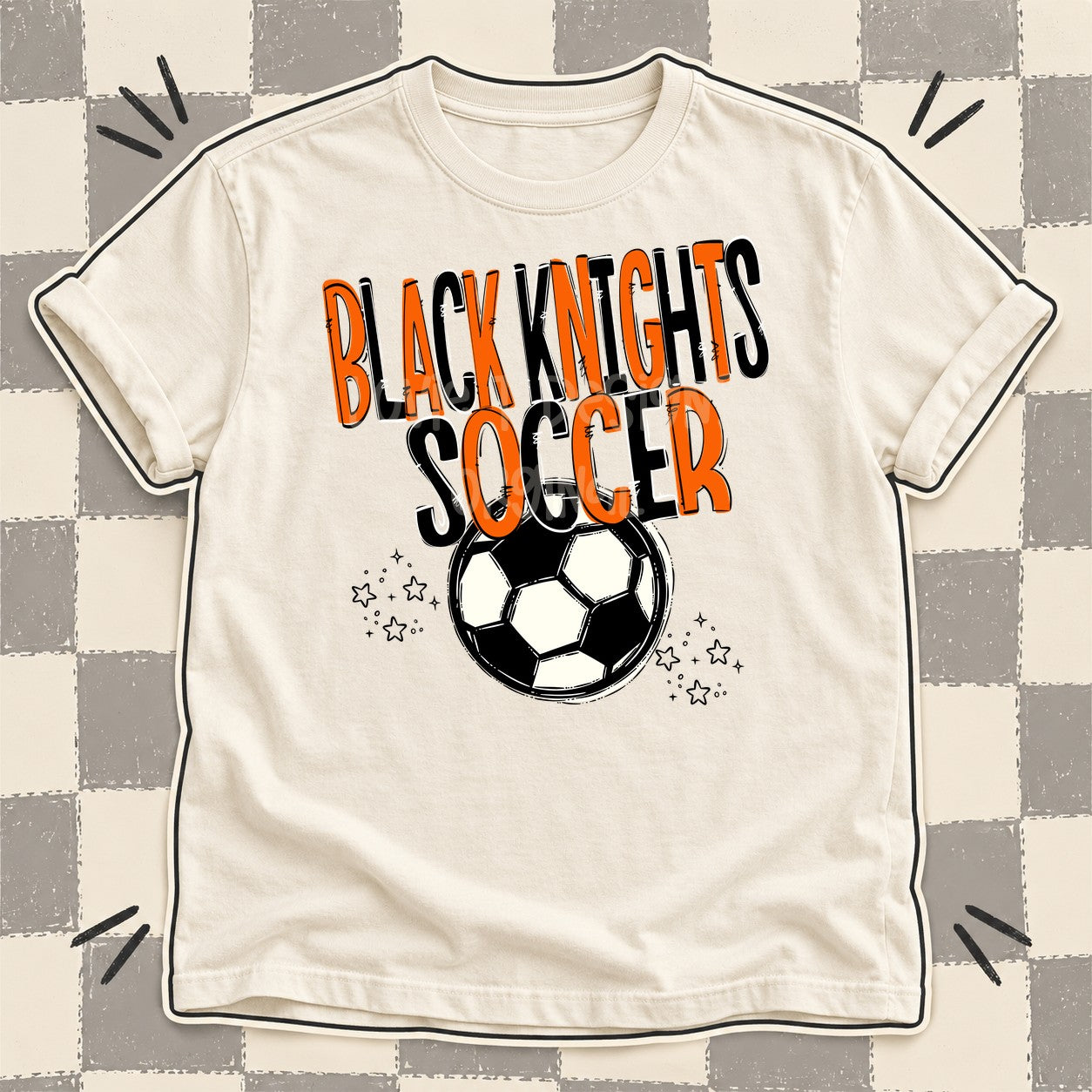 Team Go Soccer Mascots Black Knights Orange Black design