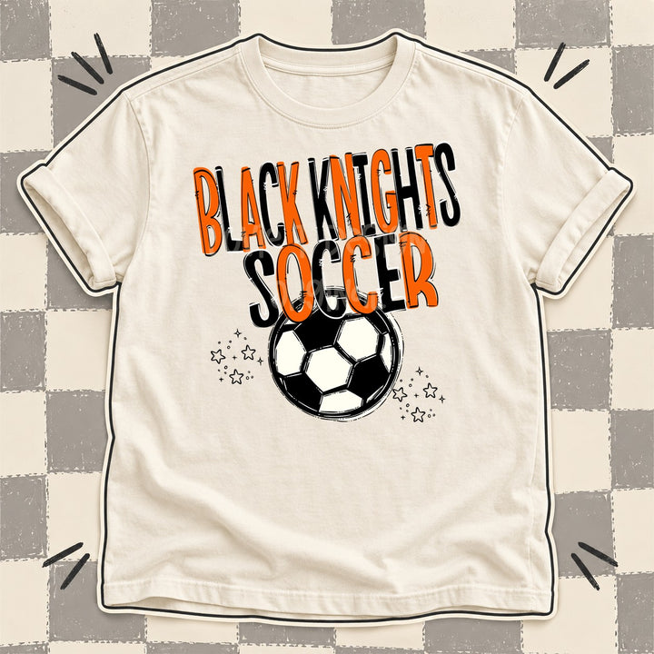 Black Knights Orange Black Team Go Soccer Mascots DTF transfer mockup