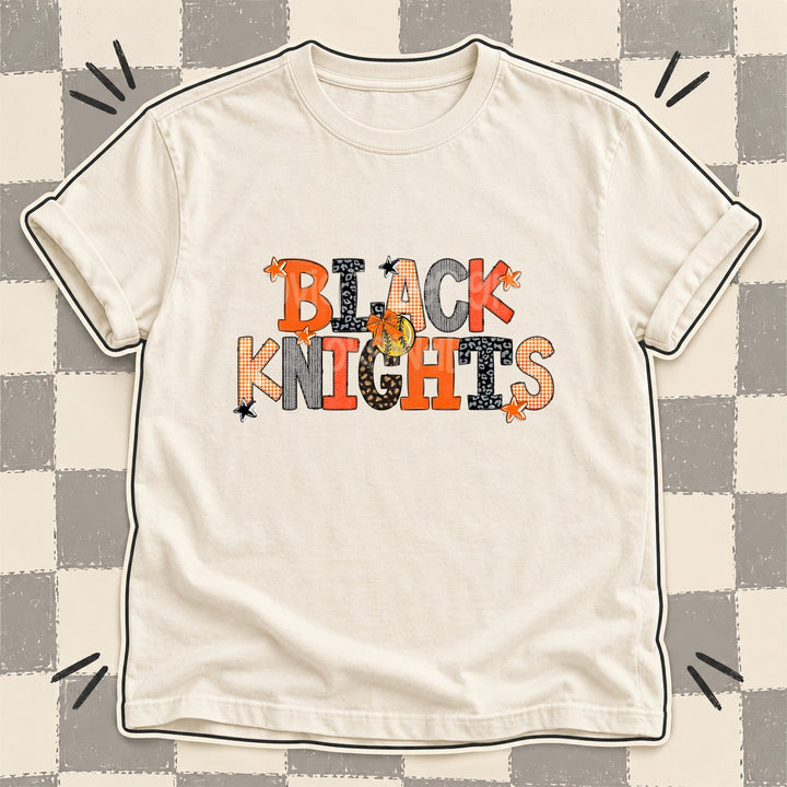 Black Knights Orange Black Mixed Doodle Softball Mascots – Mascot Colors DTF transfer mockup
