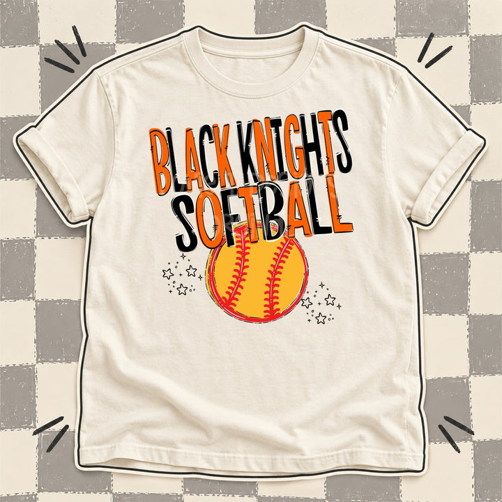 Black Knights Orange Black Team Go Softball Mascots DTF transfer mockup