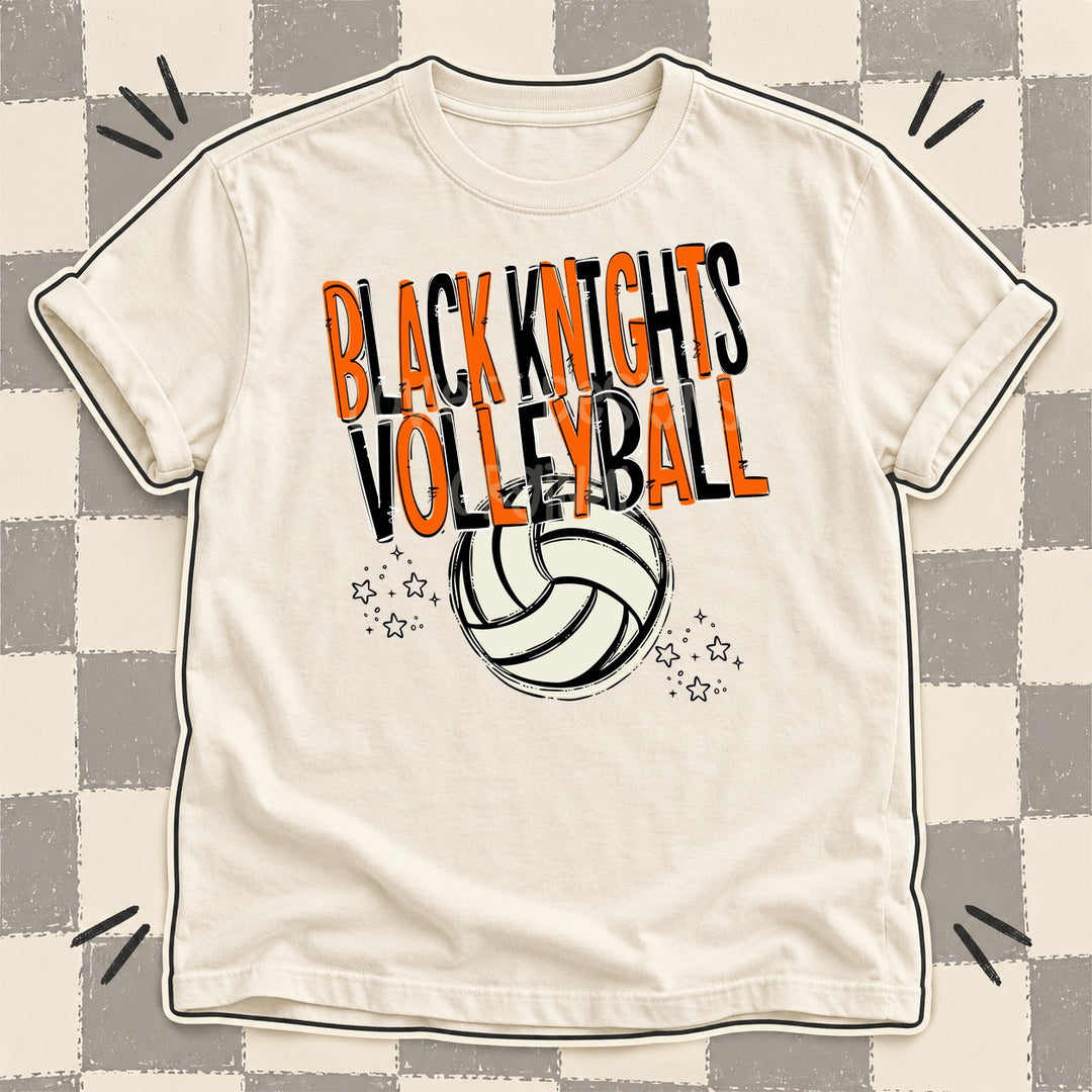 Black Knights Orange Black Team Go Volleyball Mascots DTF transfer mockup