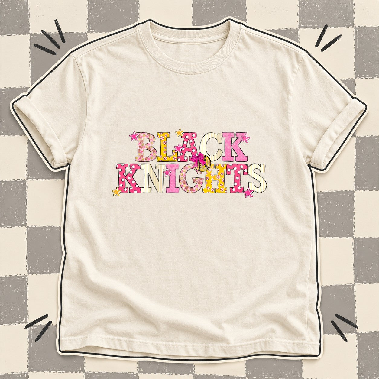 Mixed Doodle Softball Mascots – Sweet Softball Black Knights design