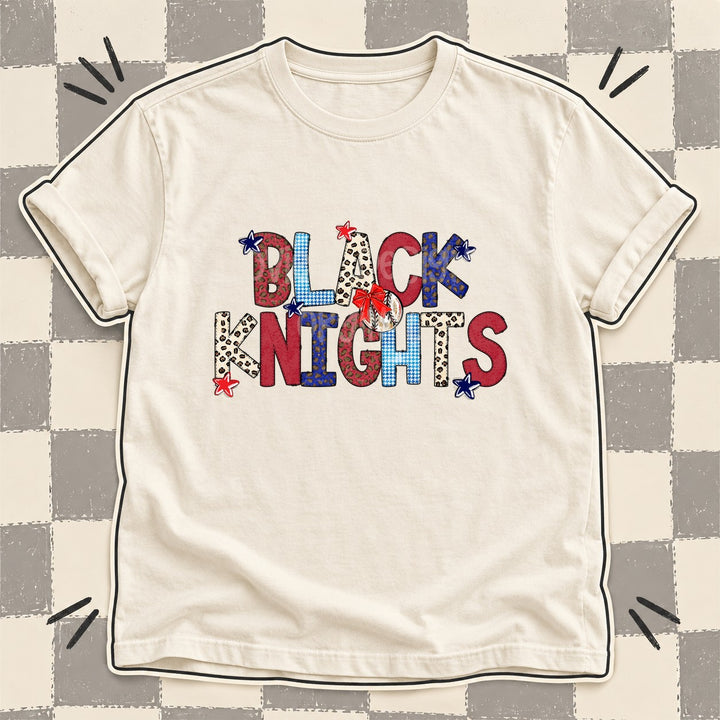Black Knights Mixed Doodle Baseball Mascots – Leopard Red Navy DTF transfer mockup