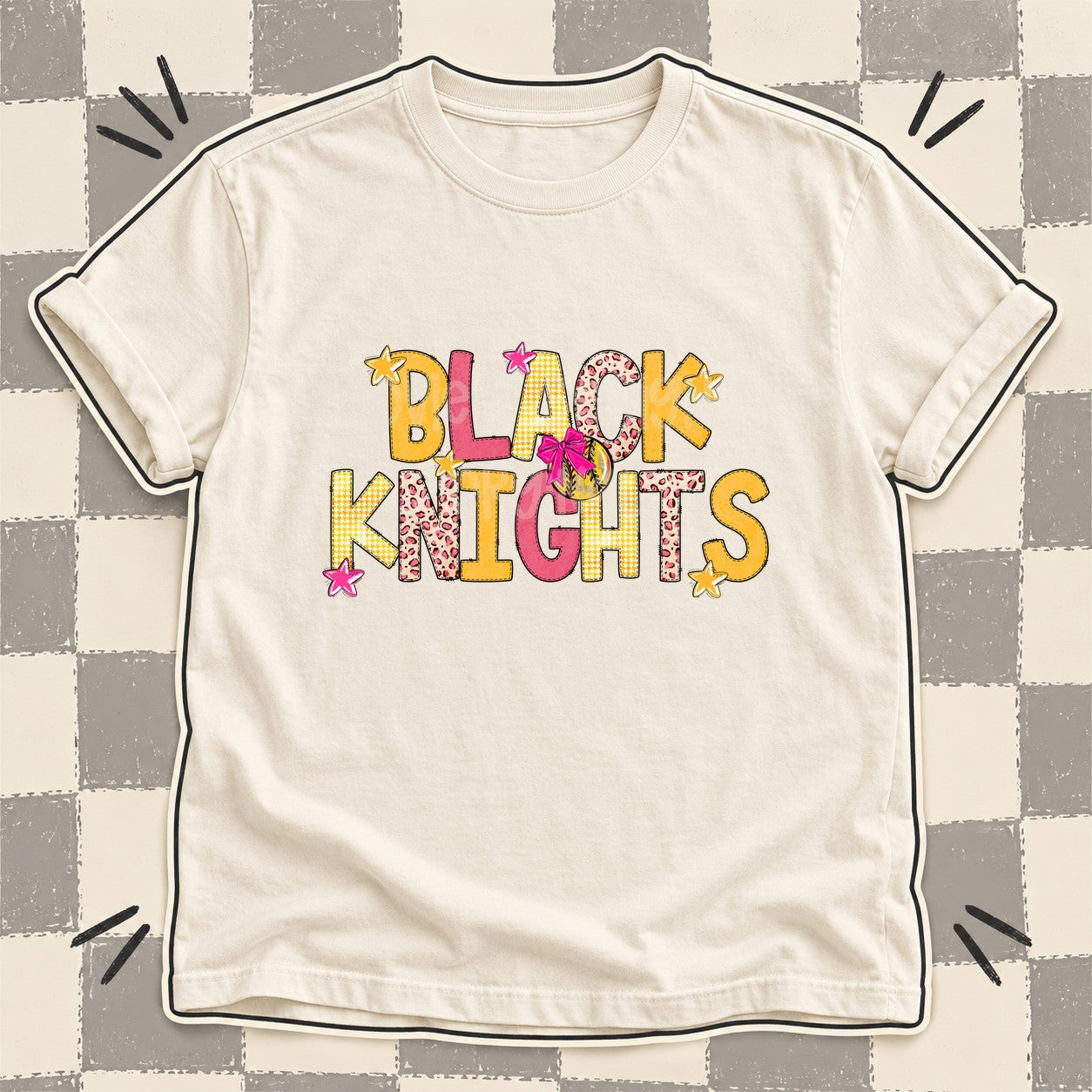 Mixed Doodle Softball Mascots – Stitched Softball Black Knights design
