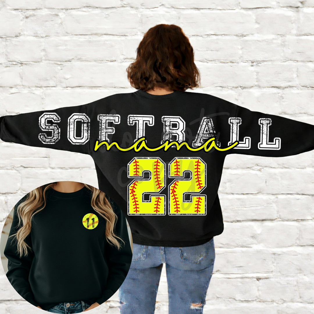 Softball Mama Long customizable DTF transfer