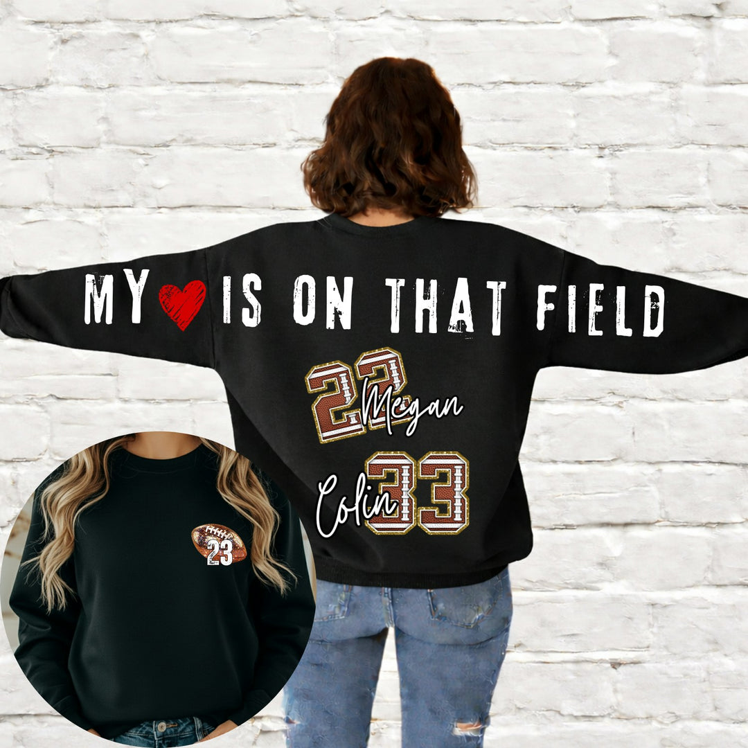 Football My Heart is on That Field Long Big Back customizable DTF transfer