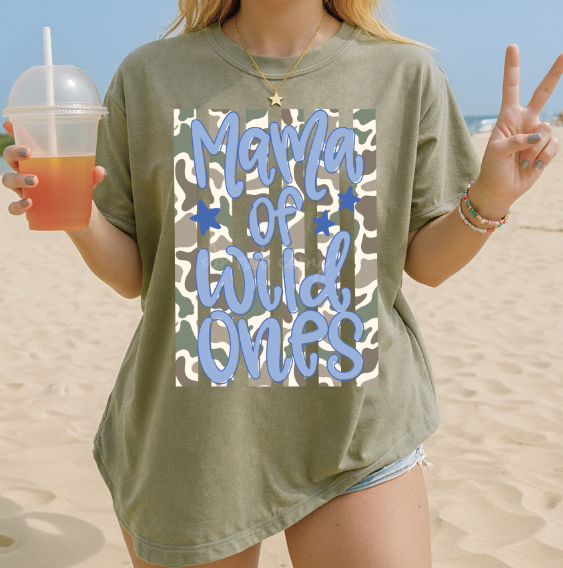 Blue Mom of Wild Ones DTF transfer design
