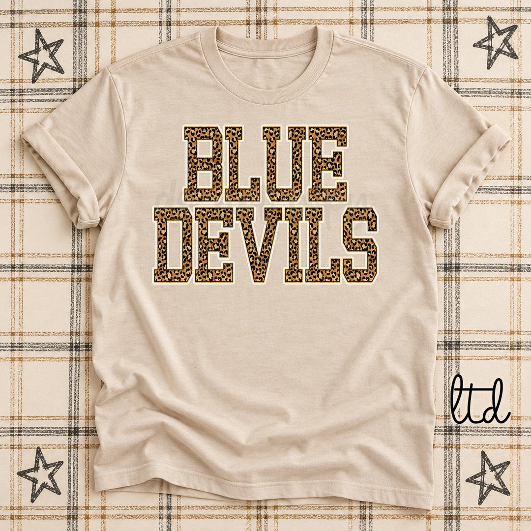 Blue Devils Dark Leopard Mascots DTF transfer mockup