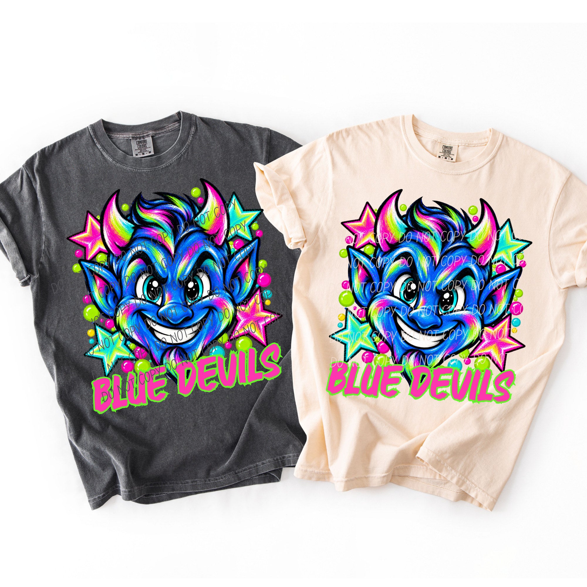 Neon Starstruck Mascots BLUE DEVILS design