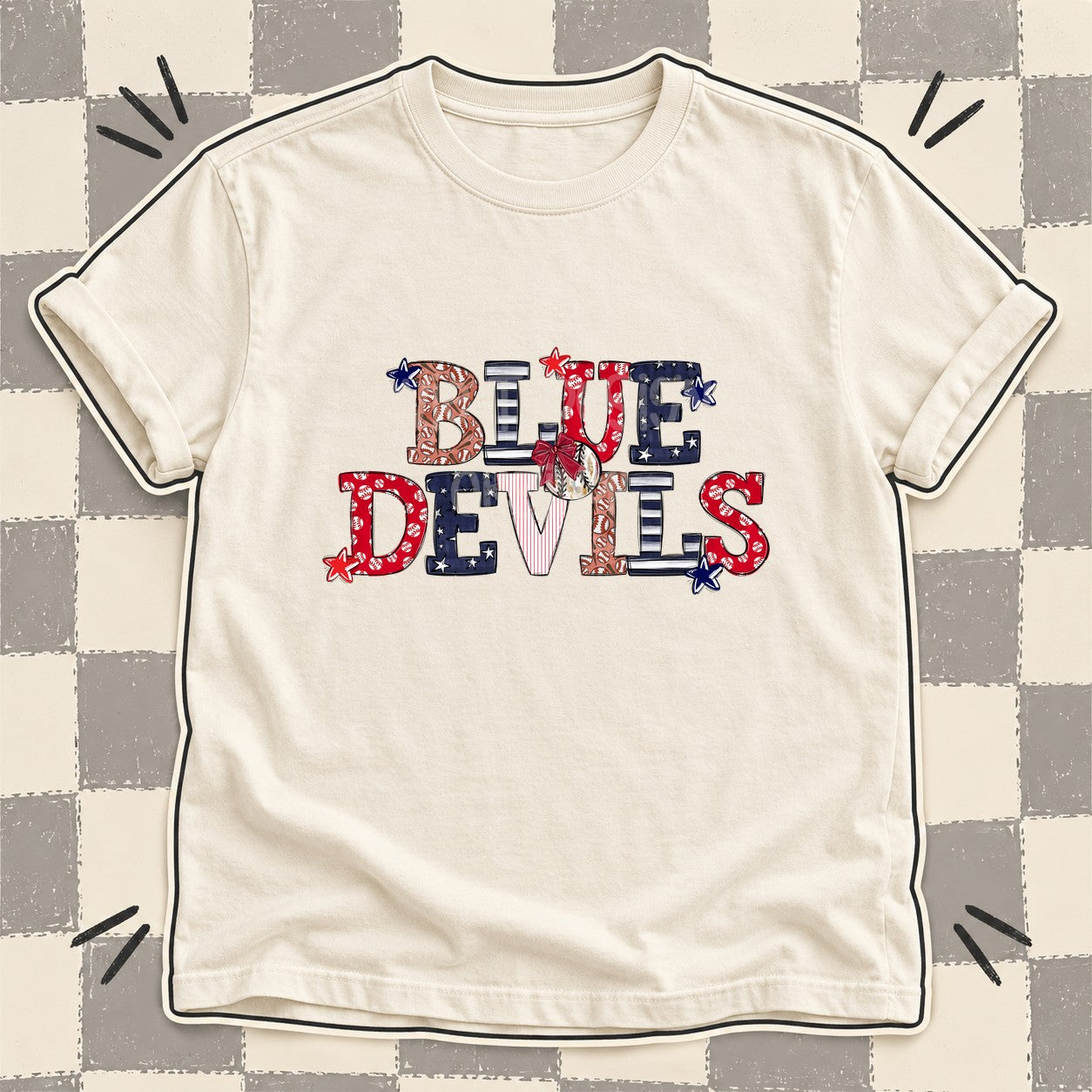 Mixed Doodle Baseball Mascots – Ballpark Classic Blue Devils design