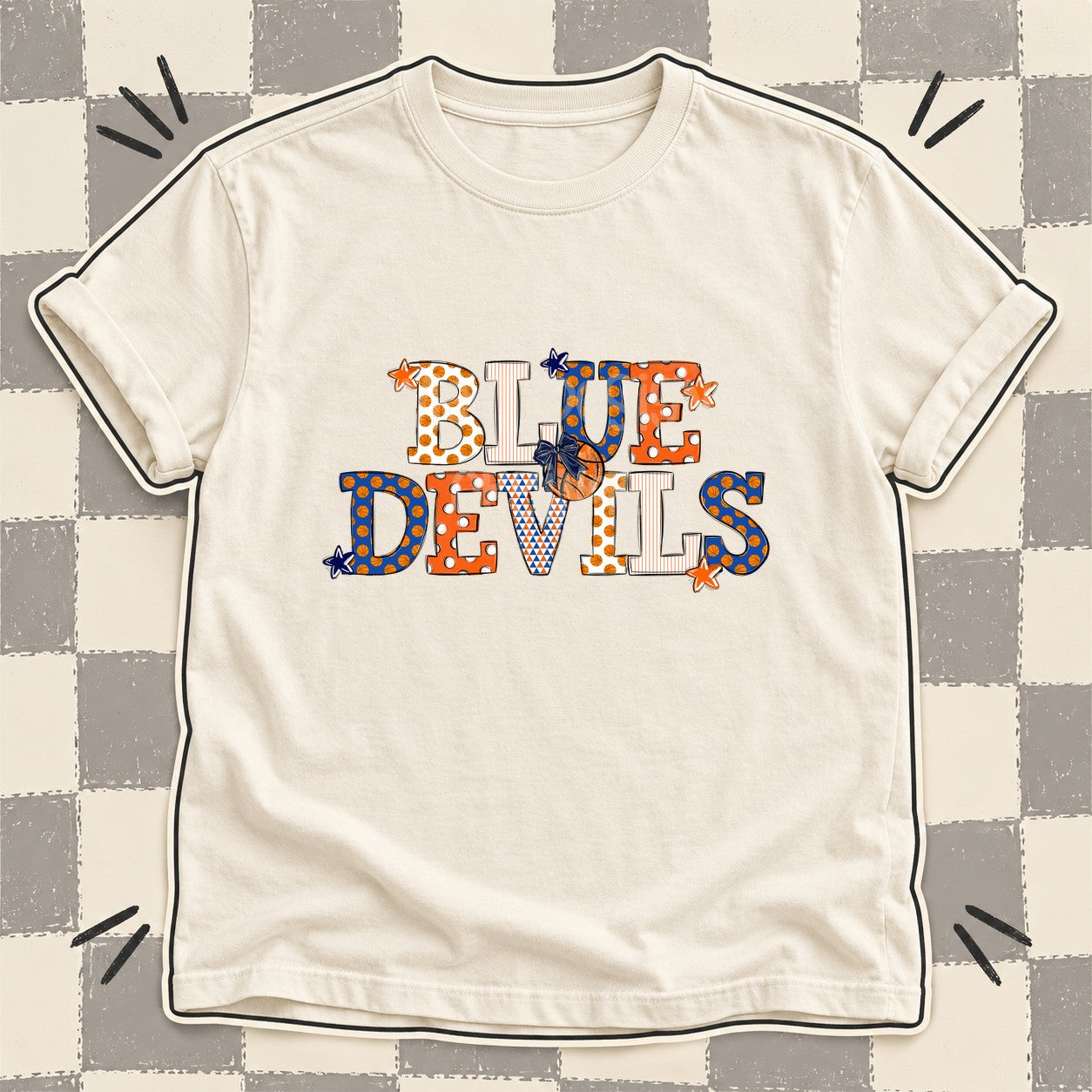 Mixed Doodle Basketball Mascots – Court Classic Blue Devils design