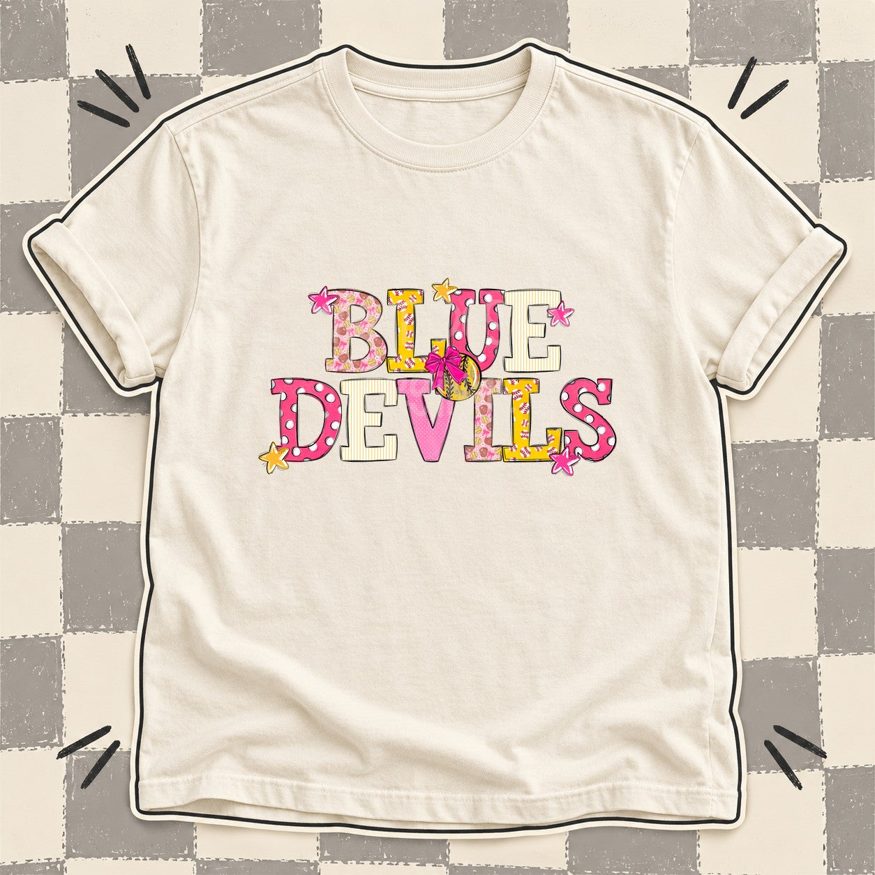 Mixed Doodle Softball Mascots – Sweet Softball Blue Devils design