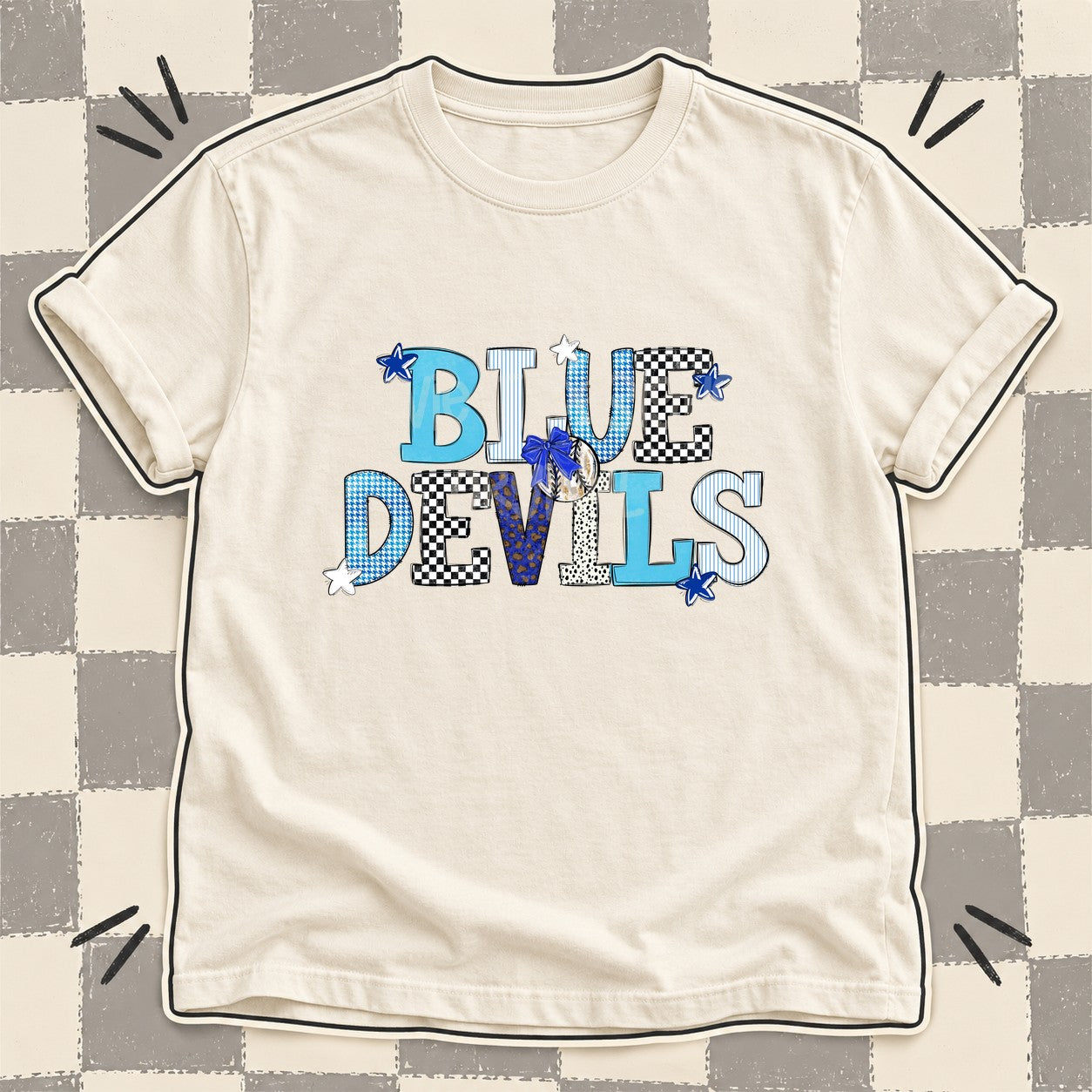 Mixed Doodle Baseball Mascots – Mascot Colors Blue Devils Royal Blue White design