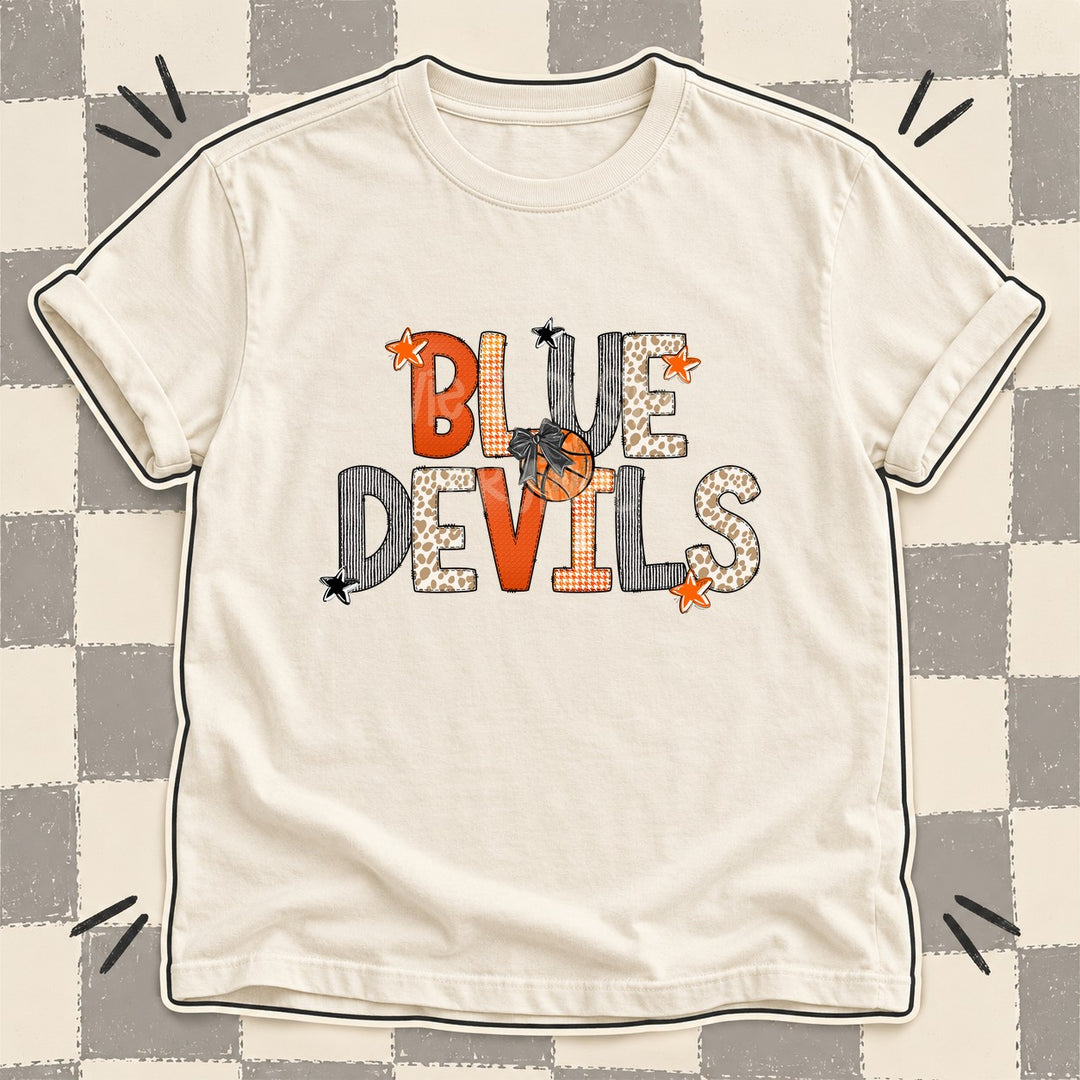 Blue Devils Mixed Doodle Basketball Mascots – Hoops Houndstooth DTF transfer mockup