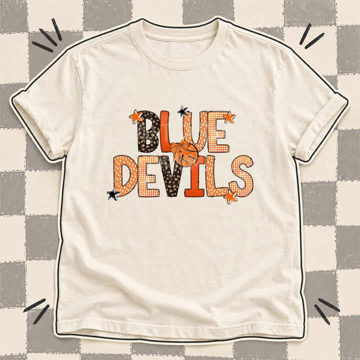 Blue Devils Mixed Doodle Basketball Mascots – Leopard Court DTF transfer mockup