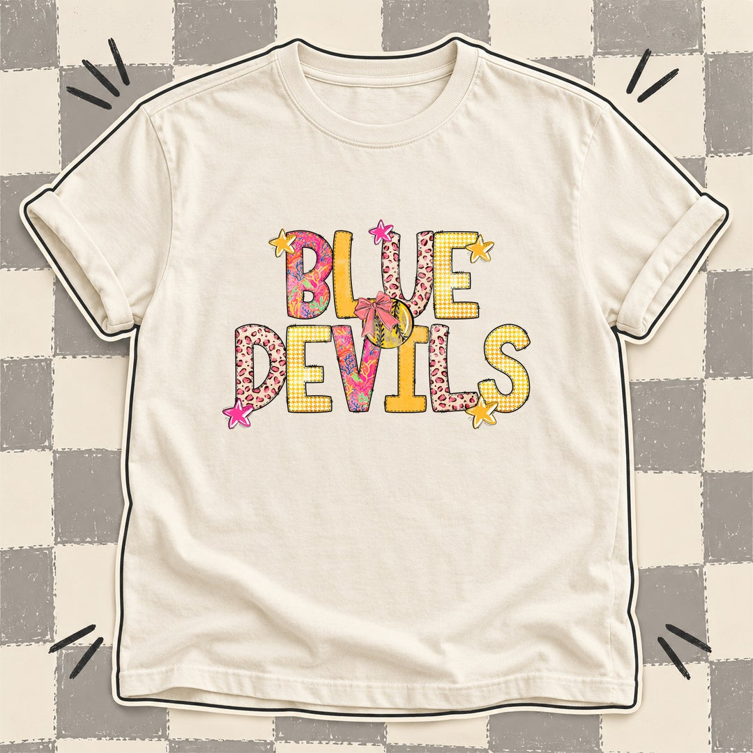 Blue Devils Mixed Doodle Softball Mascots – Softball Brights DTF transfer mockup