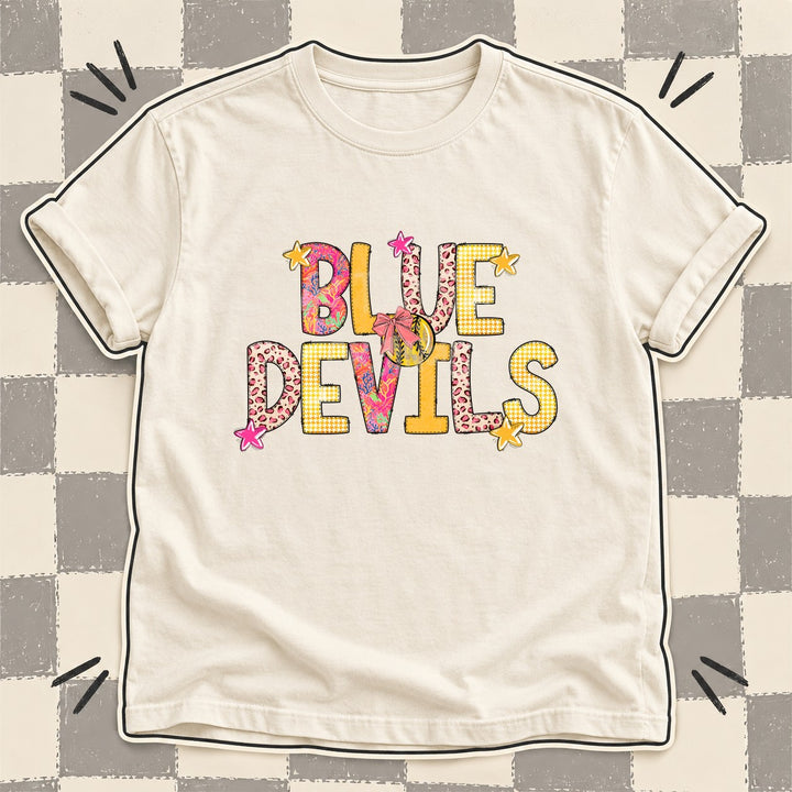 Blue Devils Mixed Doodle Softball Mascots – Softball Brights DTF transfer mockup