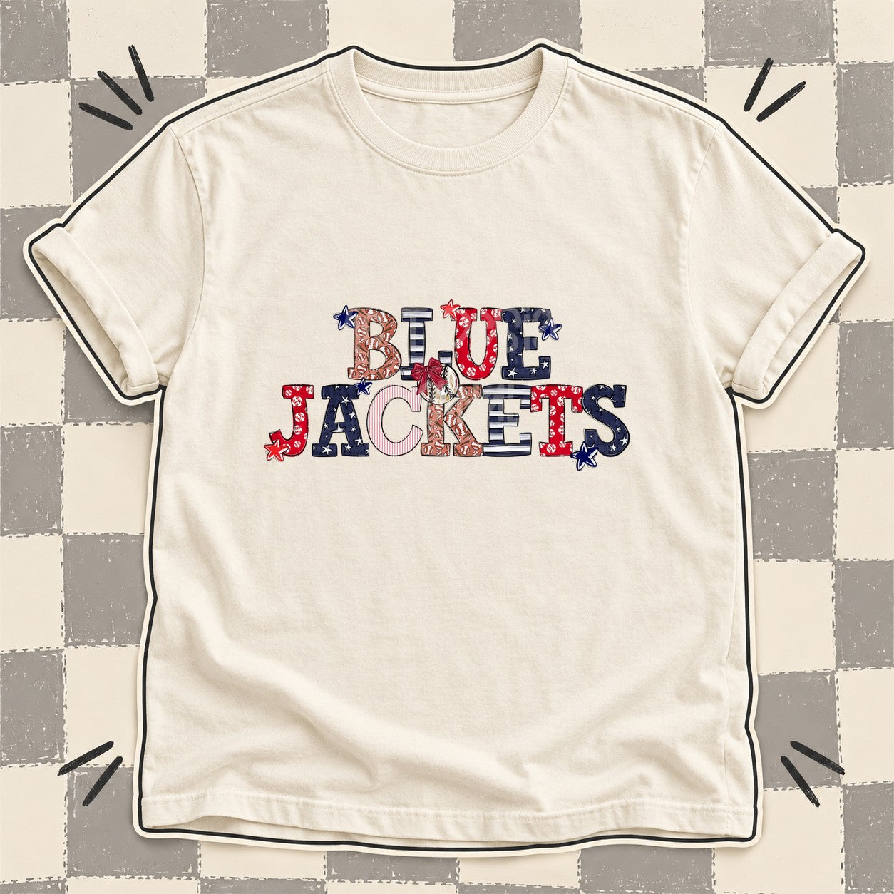 Mixed Doodle Baseball Mascots – Ballpark Classic Blue Jackets design