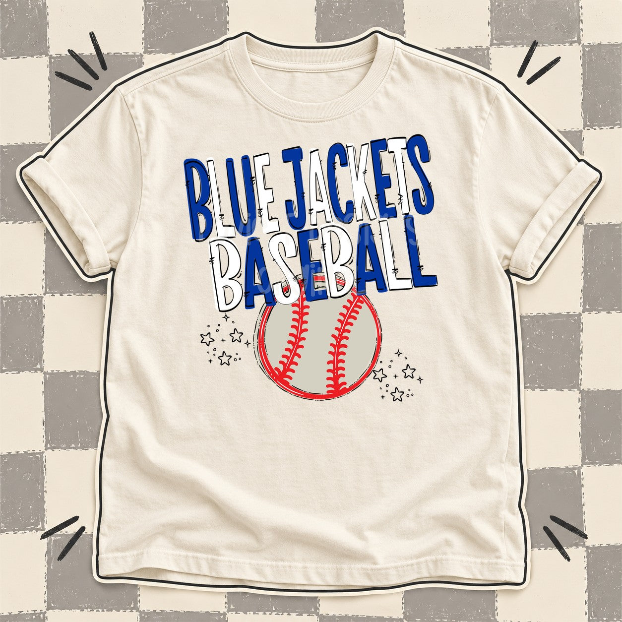 Team Go Baseball Mascots Blue Jackets Royal Blue White design
