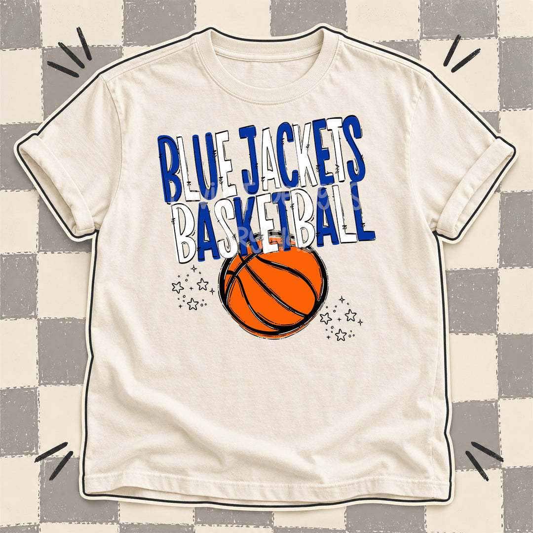 Blue Jackets Royal Blue White Team Go Basketball Mascots DTF transfer
