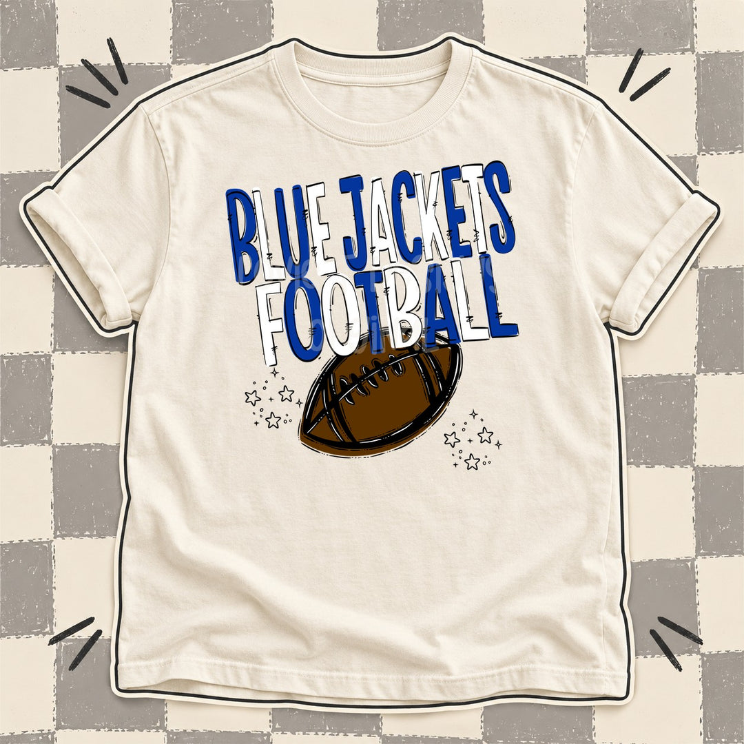 Blue Jackets Royal Blue White Team Go Football Mascots DTF transfer mockup